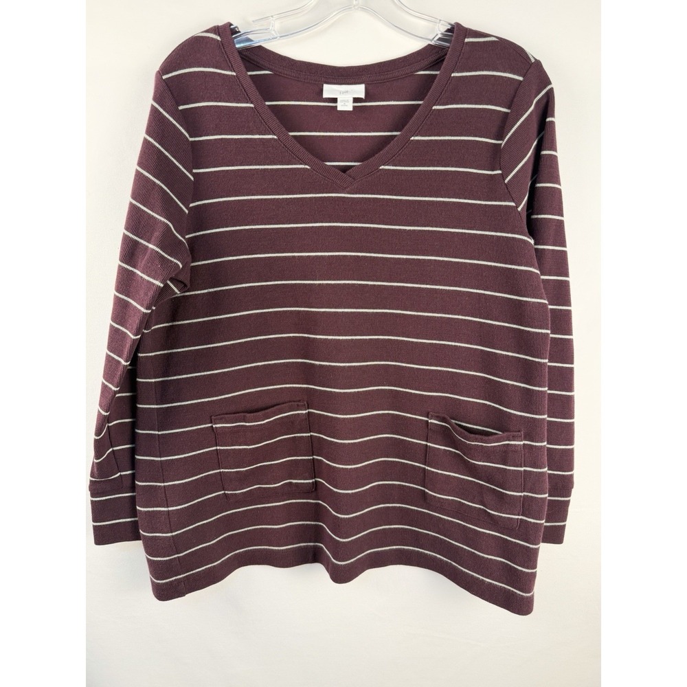 JJill Striped Tunic Plum Boxy Pocket Front Sz M petite